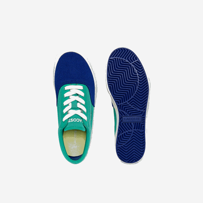 azul verde bg3 VVL0A3264 niños Lacoste tenis Jump Serve de lona con encaje