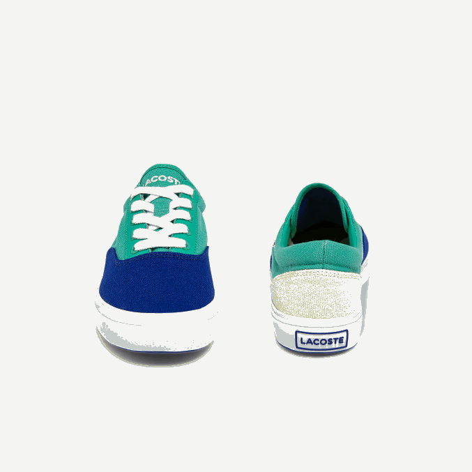 azul verde bg3 VVL0A3264 niños Lacoste tenis Jump Serve de lona con encaje