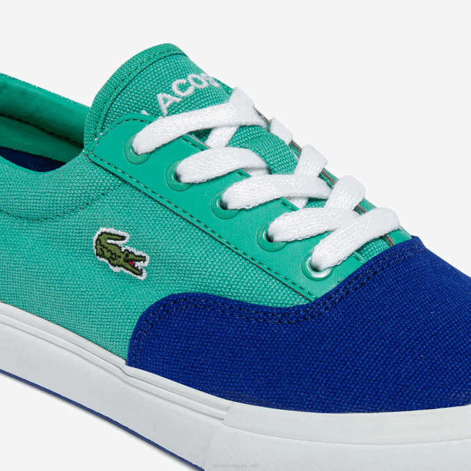 azul verde bg3 VVL0A3264 niños Lacoste tenis Jump Serve de lona con encaje