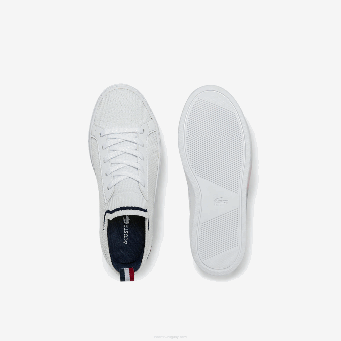 blanco/azul marino y rojo 407 VVL0A3304 niños Lacoste tenis la piquee textil tricolor
