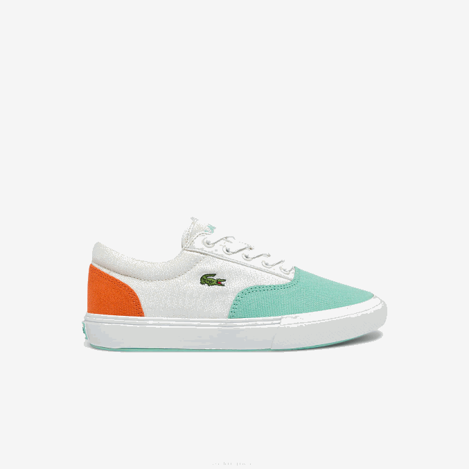 blanco turquesa t66 VVL0A3263 niños Lacoste tenis Jump Serve de lona con encaje