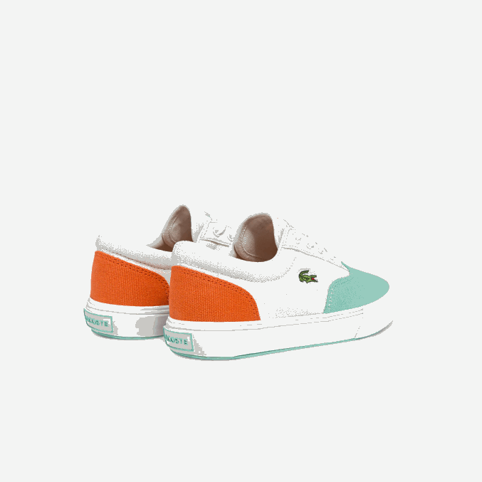 blanco turquesa t66 VVL0A3263 niños Lacoste tenis Jump Serve de lona con encaje