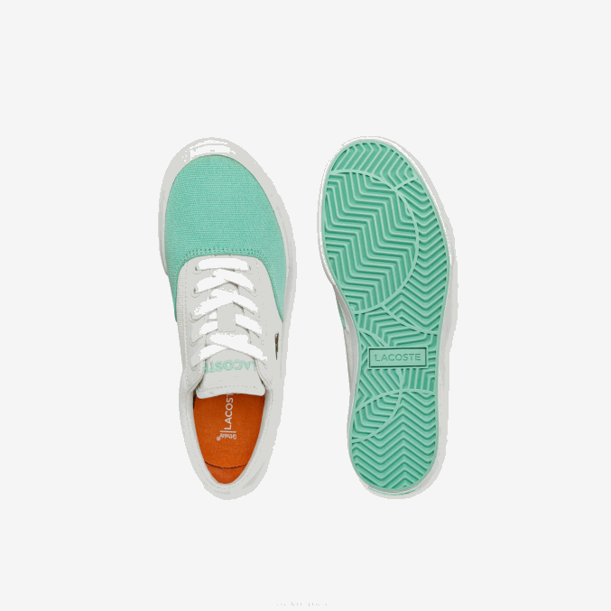 blanco turquesa t66 VVL0A3263 niños Lacoste tenis Jump Serve de lona con encaje