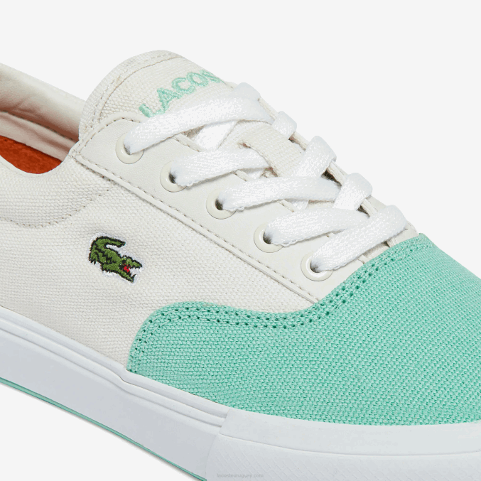 blanco turquesa t66 VVL0A3263 niños Lacoste tenis Jump Serve de lona con encaje