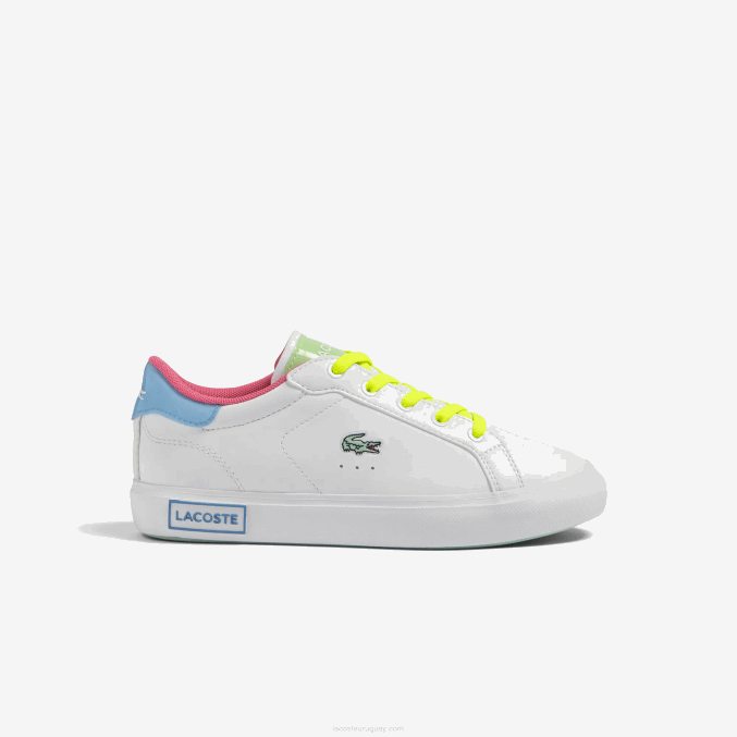 blanco/verde 082 VVL0A3071 niños Lacoste tenis powercourt sintéticos color pop