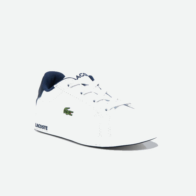 blanco y azul marino 042 VVL0A2972 infantes Lacoste zapatillas graduadas sintéticas
