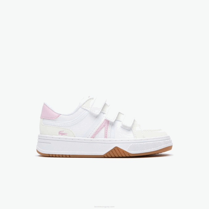 blanco y rosa b53 VVL0A2977 infantes Lacoste zapatillas l001 sintéticas