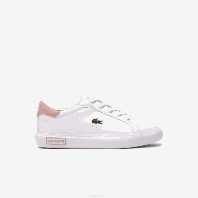 blanco y rosa claro 1y9 VVL0A3066 niños Lacoste tenis sintéticos powercourt