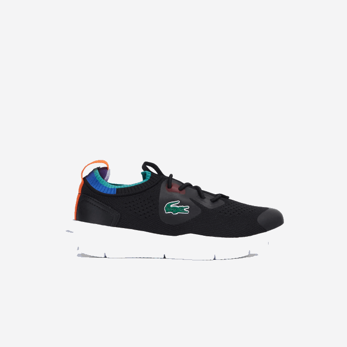 negro azul 011 VVL0A3298 niños Lacoste tenis run spin knit de tejido en contraste de color
