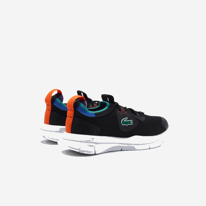negro azul 011 VVL0A3298 niños Lacoste tenis run spin knit de tejido en contraste de color