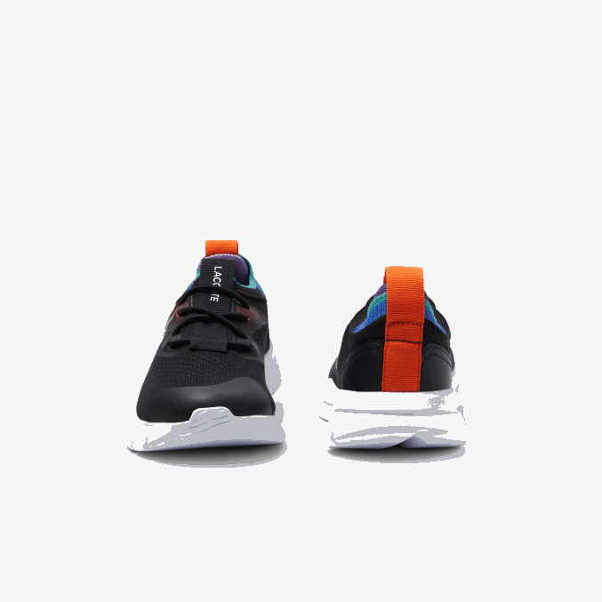 negro azul 011 VVL0A3298 niños Lacoste tenis run spin knit de tejido en contraste de color