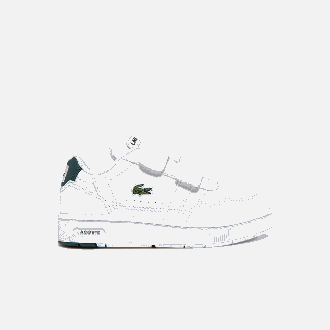 blanco y verde oscuro 1r5 VVL0A2942 infantes Lacoste tenis sintéticos con clip en T