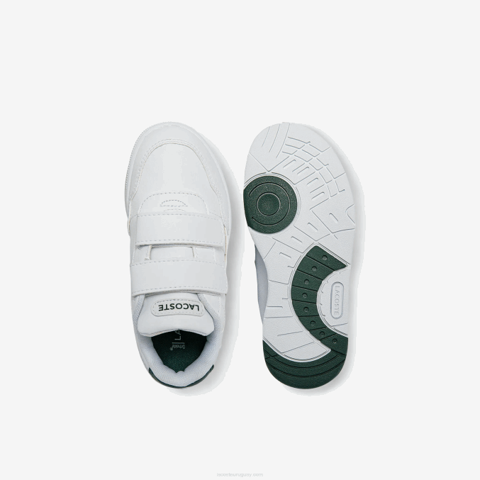 blanco y verde oscuro 1r5 VVL0A2942 infantes Lacoste tenis sintéticos con clip en T