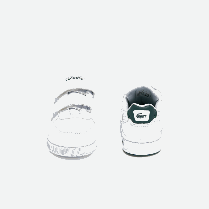 blanco y verde oscuro 1r5 VVL0A2942 infantes Lacoste tenis sintéticos con clip en T